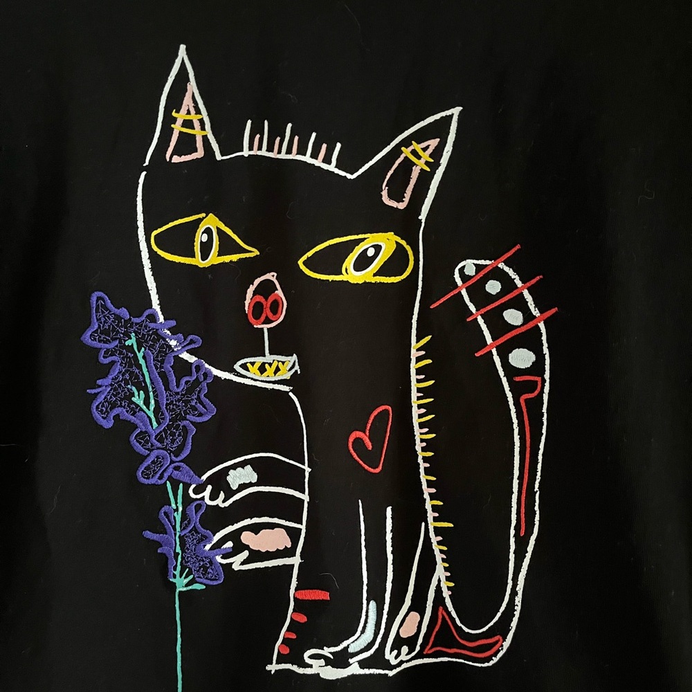 Desigual Black Cat Graphic Long Sleeve Tee - Picture 5 of 8